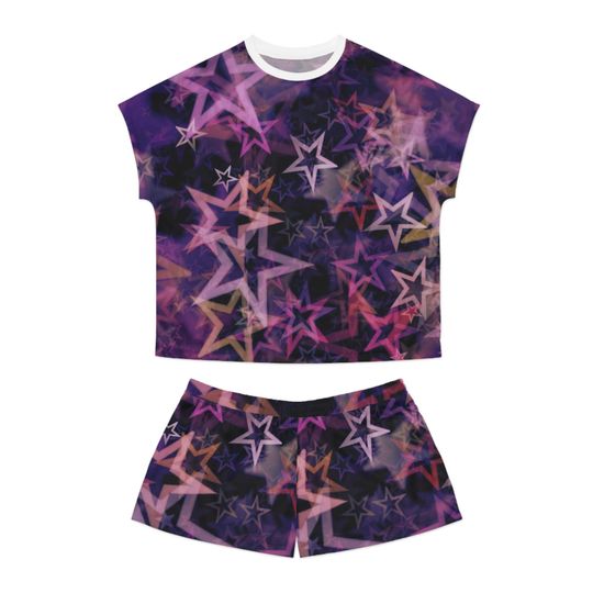 Discover Colorful Stars Pajamas Set, Women Sleepwear