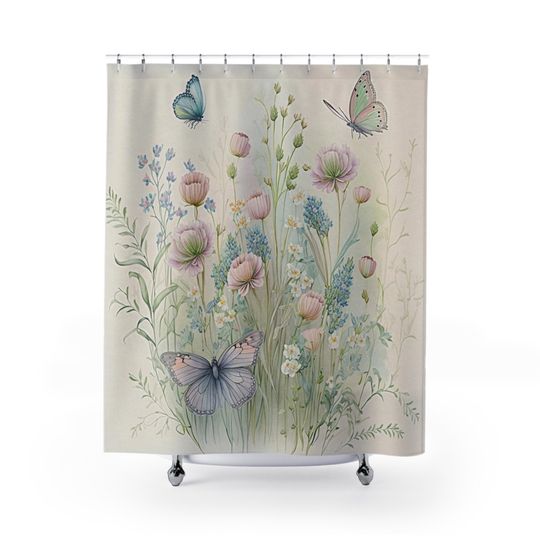 Discover Butterfly Kisses Wildflowers Shower Curtains