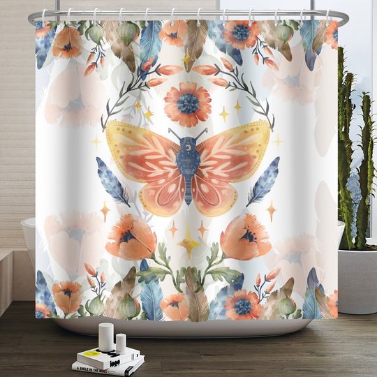 Discover Luna Moth Moon Phase Butterfly Shower Curtain