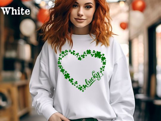Discover Lucky Clover Heart Sweatshirt, St Patrick's Day Sweatshirt, Saint Patrick's Sweatshirt