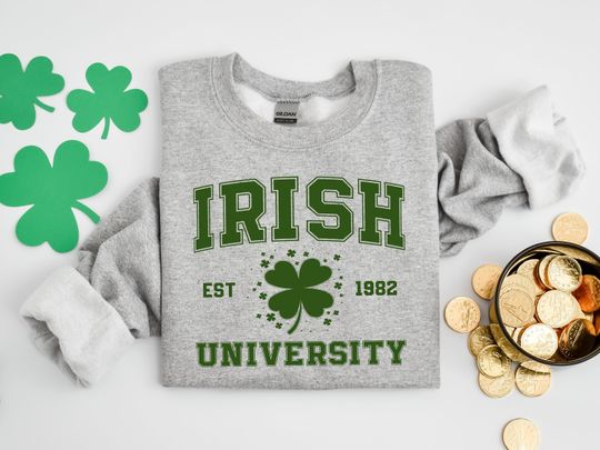 Discover Irish University Sweatshirt, Love St Patrick's Day Sweatshirt, Cute St Patrick's Day