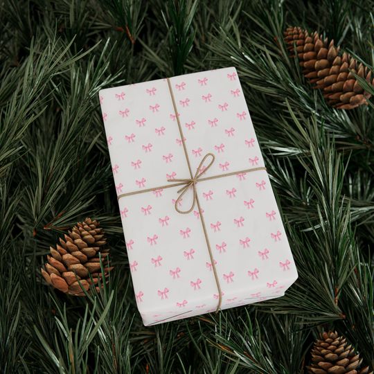 Discover Soft Pink Bow Wrapping Paper