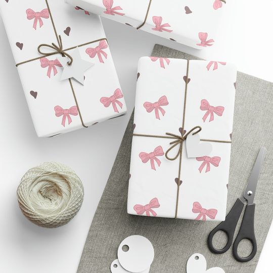 Discover Little Pink Bows Wrapping Paper, Girly Gift Wrap