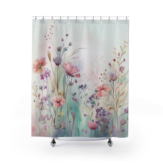 Discover Pastel Wildflowers Shower Curtain