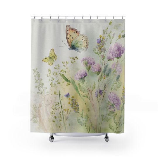 Discover Butterfly Kisses Wildflowers Shower Curtain