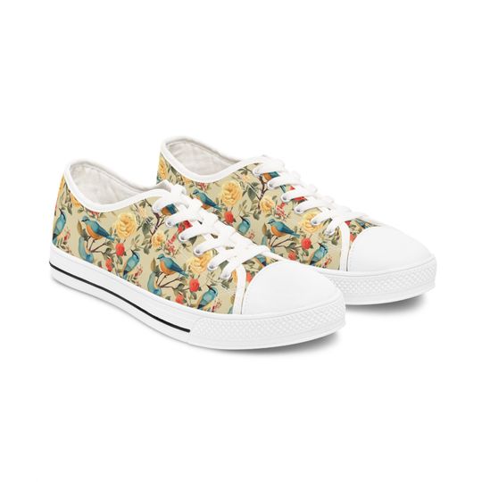 Discover Flowers And Birds Art Women's Low Top Sneakers
