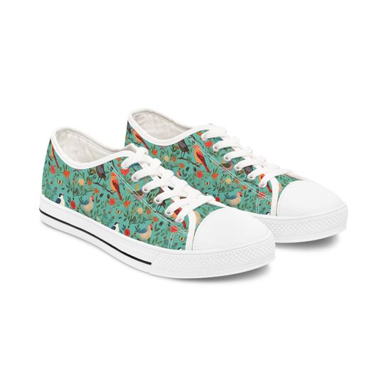 Discover Flowers And Ferrets Women's Low Top Sneakers