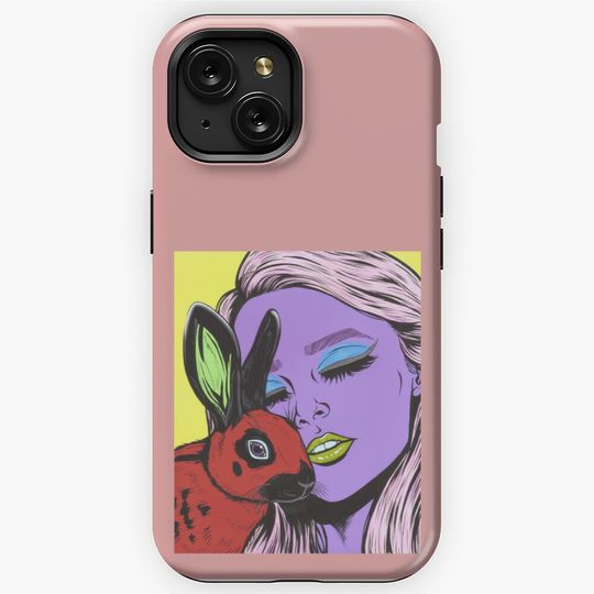 Discover Girl with Rabbit Pop Art iPhone Case