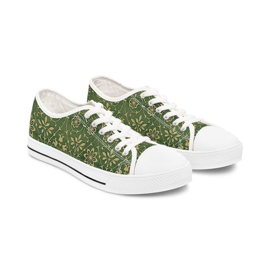 Discover Green Floral Women's Low Top Sneakers