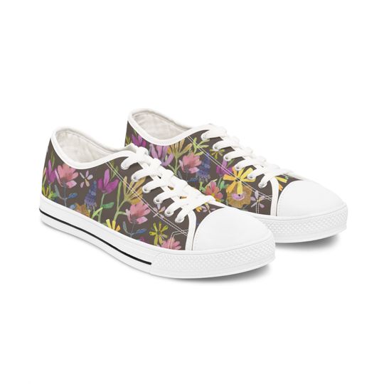 Discover Rustic Brown Floral Women's Low Top Sneakers