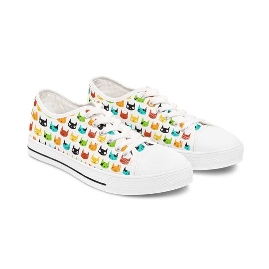 Discover Colorful Cat Pattern Kitten Women's Low Top Sneakers