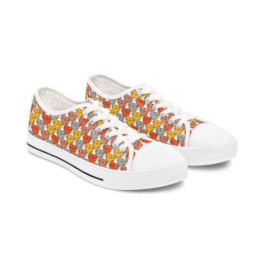 Discover Fun Cat Pattern Kitten Women's Low Top Sneakers