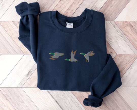 Discover Embroidered Mallard Duck Sweatshirt