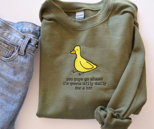Discover Embroidered Duck Sweatshirt | Funny Embroidered Shirt