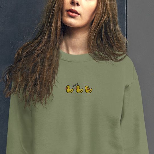 Discover Cute Duck Embroidered Crewneck Sweatshirt
