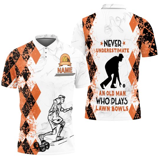 Discover Custom name Old Man Plays Lawn Bowls Polo Shirt