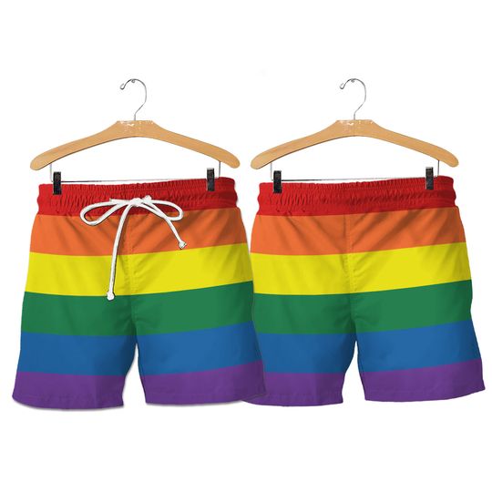 Discover Mens Athletic Pride Month Pride Parade Rainbow Shorts