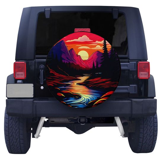 Discover Sunset River Serenity Spare Tire Cover