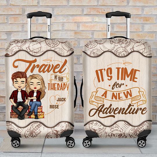Discover Time For A New Adventure - Personalized Luggage Cover - Gift For Couples, Husband Wife