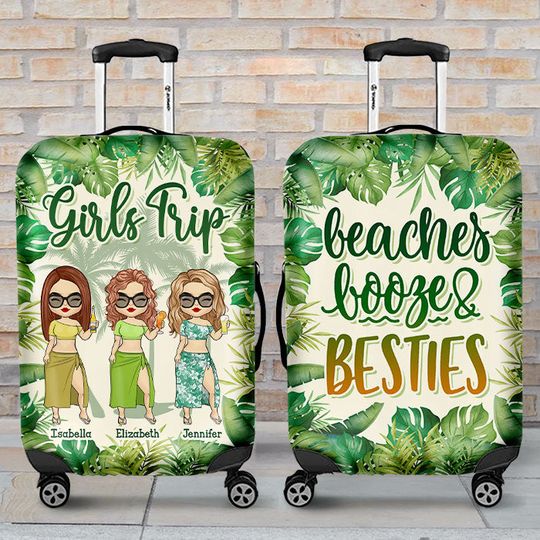 Discover Girls Trip Beaches Booze Bestie - Gift For Bestie, Personalized Luggage Cover