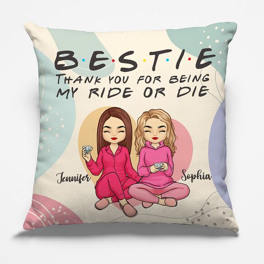 Discover Thanks For Being My Ride Or Die - Bestie Personalized Custom Pillow - Gift For Best Friends, BFF, Sisters