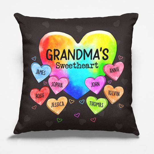 Discover Grandma's So Into Her Sweethearts - Family Personalized Custom Pillow - Birthday Gift For Grandma