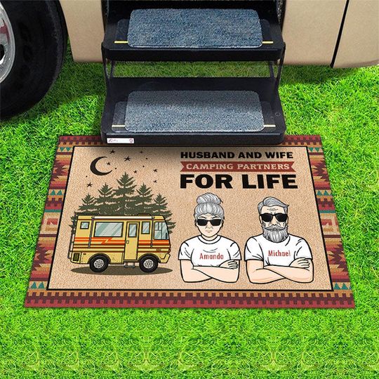 Discover Husband & Wife Camping Partners For Life - Personalized Decorative Mat