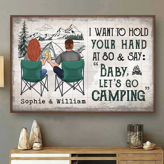 Discover I Love To Hold Your Hand And Go Camping With You At 80 Camper Couples Personalized Poster