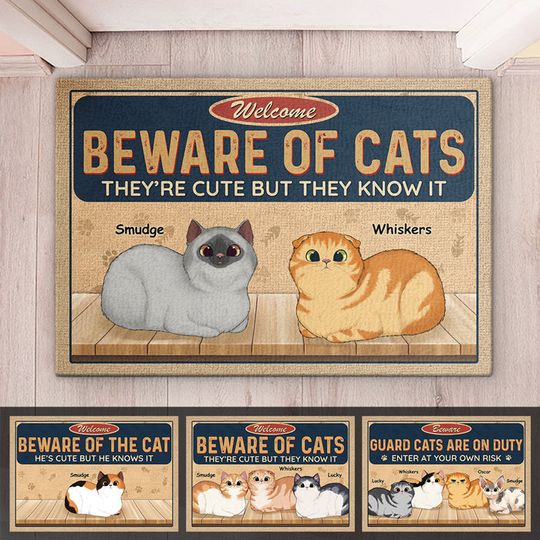 Discover Beware, Guard Cats Are On Duty - Cat Personalized Custom Decorative Mat - Gift For Pet Owners, Pet Lovers