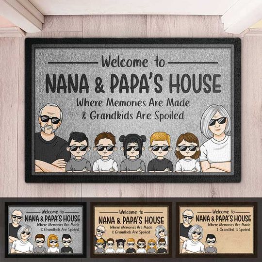 Discover Welcome To Nana & Papa's House - Family Personalized Custom Decorative Mat - Gift For Family Members