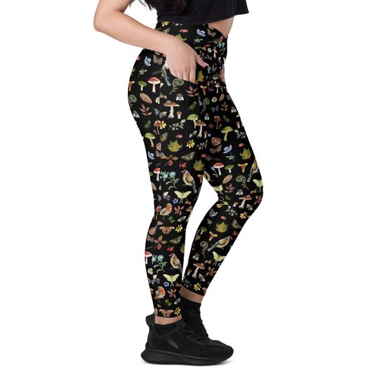 Discover Forest Birds Cottagecore Crossover Leggings