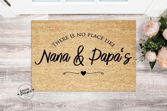 Discover There's No Place Like Nana and Papa's House, Custom Welcome Mat, Funny Doormat