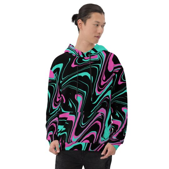 Discover Teal and Pink Melt Light-Weight 3D Hoodie