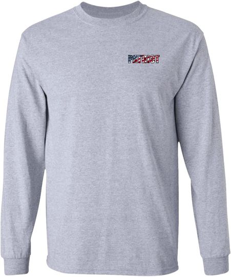 Discover Wheel Spin Addict Men's Patriot American Bald Eagle Double Sided Long Sleeve T-Shirt