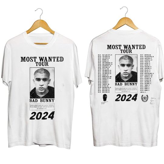 Discover Bad Bunny 2024 Most Wanted Tour Tshirt