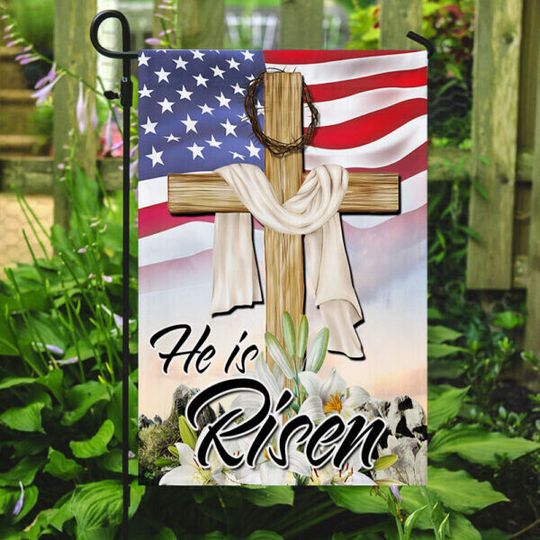 Discover Easter Jesus He Is Risen American Easter Day Garden Flag