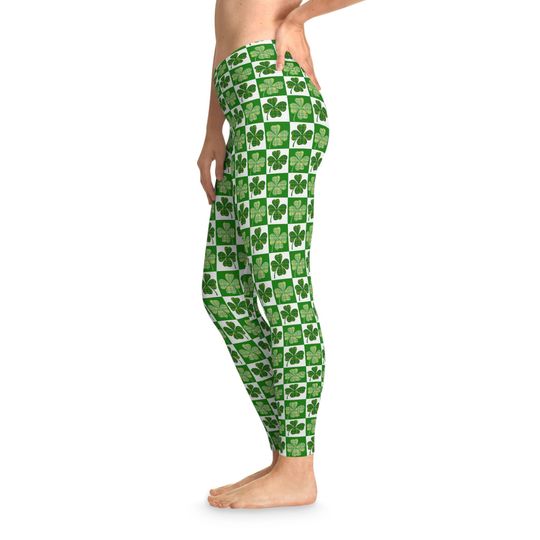 Discover Women's St Patrick's Day Plaid Clover Leggings