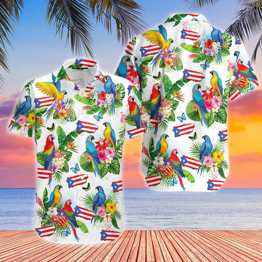 Discover Puerto Rico Parrots Tropical Aloha Hawaii Shirt