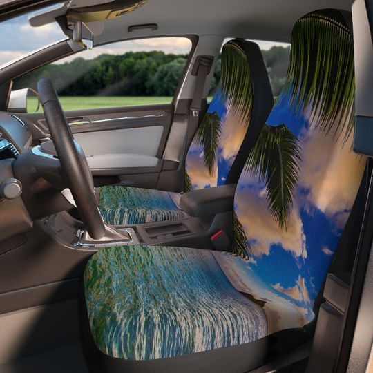 Discover Palm Trees, Ocean, Beach Car Seat Covers Great New Driver Gift, Beach Lover Gift
