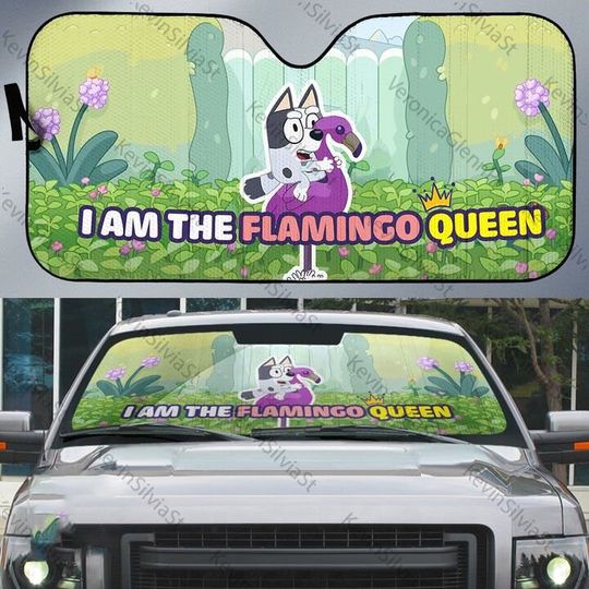 Discover Flamingo Queen Windshield Sunshade, BlueyDad Auto Car Sun Shades