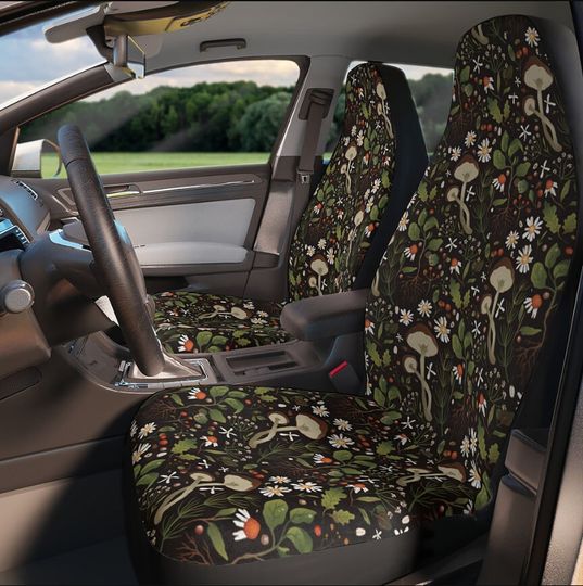 Discover Floral Boho 3D Print Car Seat Cover, Mushroom Art Inspired Seat Cover