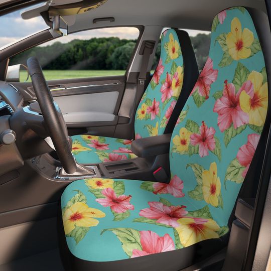 Discover Hibiscus Floral Car Seat Protector, Flower Pattern Seat Cover