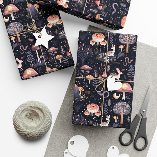 Discover Whimsical Woodland Wrapping Paper - Cute Forest Creatures & Mushrooms