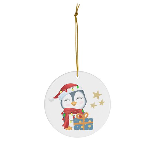Discover Cute Penguin Christmas Ceramic Ornament