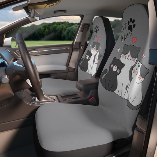 Discover Cat Mom And Kittens Cute Car Seat Covers