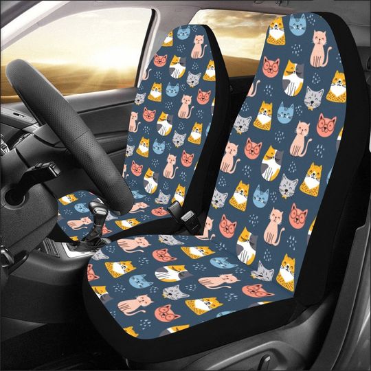 Discover Cat Print Pattern Car Seat Covers