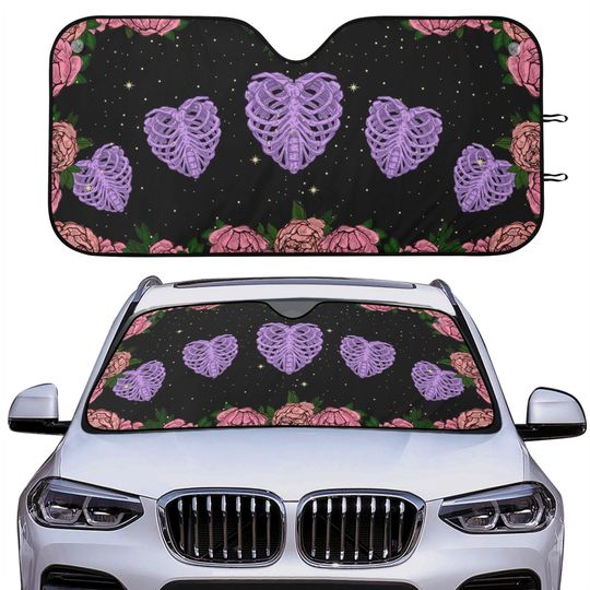 Discover Kawaii Car Sun Shades, Dark Cottagecore Floral Car Sun Shades