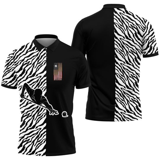 Discover Cool Billiards Pool Player Zebra Polo Shirt