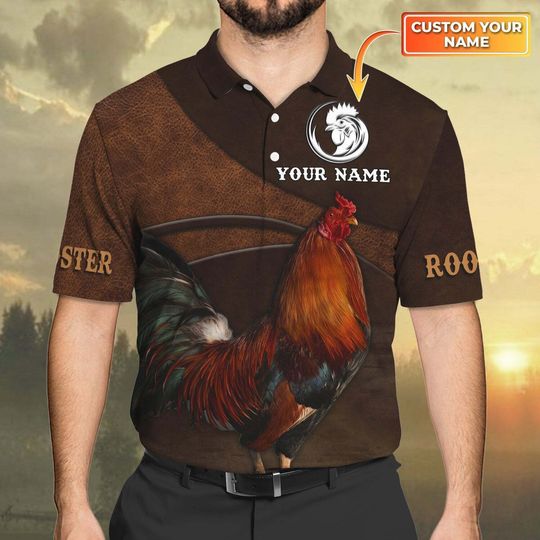 Discover Rooster Polo Shirt Customized Name 3D Polo Shirt Father's Day