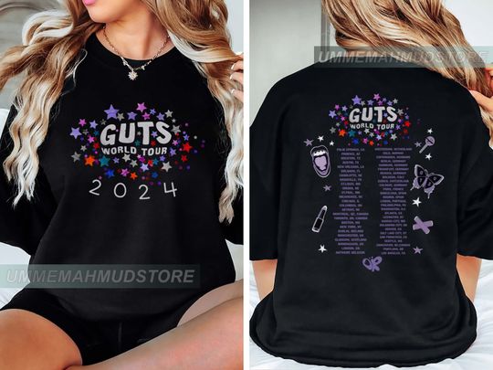 Discover Olivia Guts Tour Two Sides Shirt, Guts Tour Date 2024 tshirt, 2024 Concert Shirt